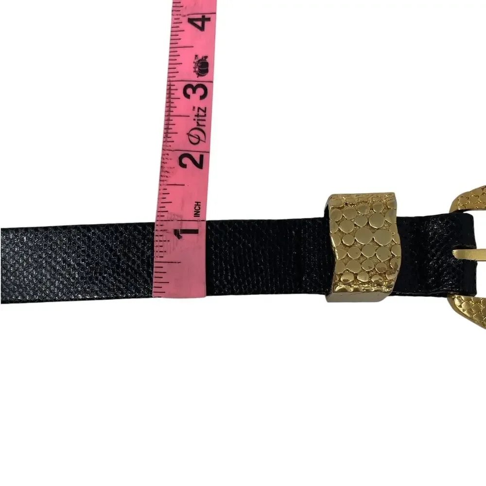 Vtg Carlisle Genuine Snake Skin Belt Gold Tone Buckle M Old Money Chic Quiet Lux